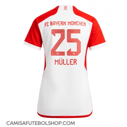 Camisa de time de futebol Bayern Munich Thomas Muller #25 Replicas 1º Equipamento Feminina 2023-24 Manga Curta